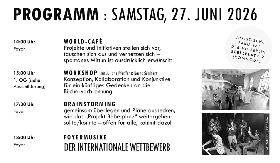 Plakat mit dem Lesezeichen-10.-Mai-Programm für das Berliner Bücherfest 2026